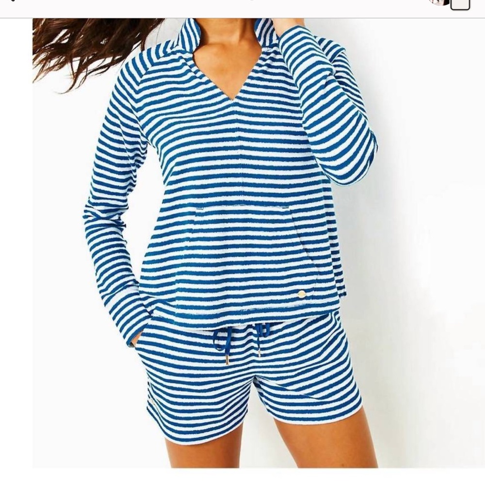 Lilly Pulitzer SET - Cassi popover & shorts in barton blue st tropez stripe